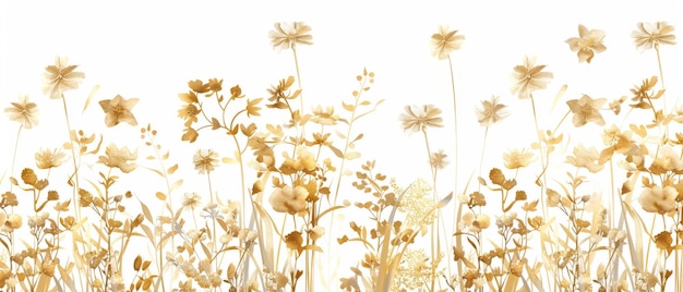Photo herbes herbacées à fleurs plantes à fleurs à fleurs sous-arbustes isolés sur blanc illustration botanique naturelle moderne dessinée à la main