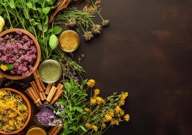 Herbes et médecine naturelle IA générative