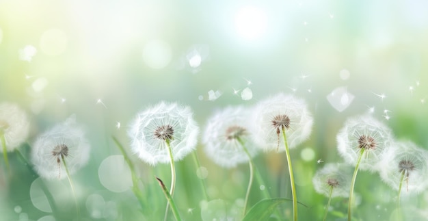 Des herbes de pissenlit sur un fond vert