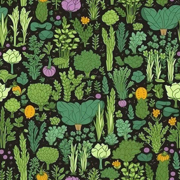 herbes et verdure de modèle sans couture