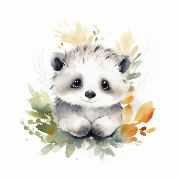 Hérisson aquarelle mignon Illustration AI GenerativexA