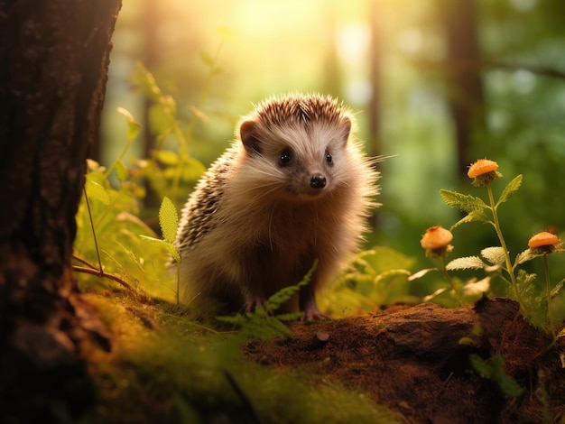 Le hérisson dans la forêt d'été