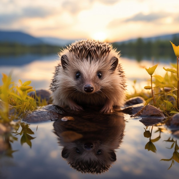 Hérisson Erinaceus Europaeus Hérisson européen indigène sauvage Génératif ai