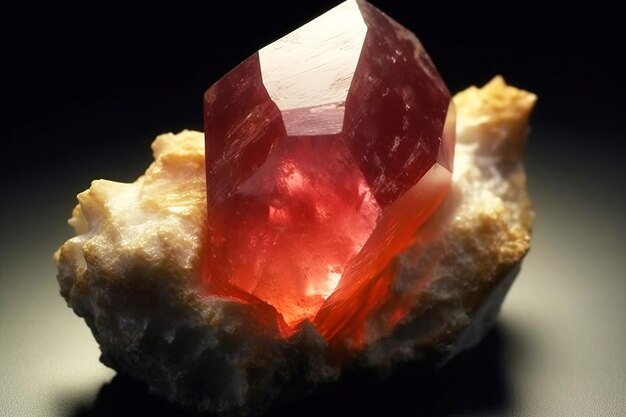 L'hessonite est une pierre naturelle précieuse rare sur fond noir générée par l'IA.