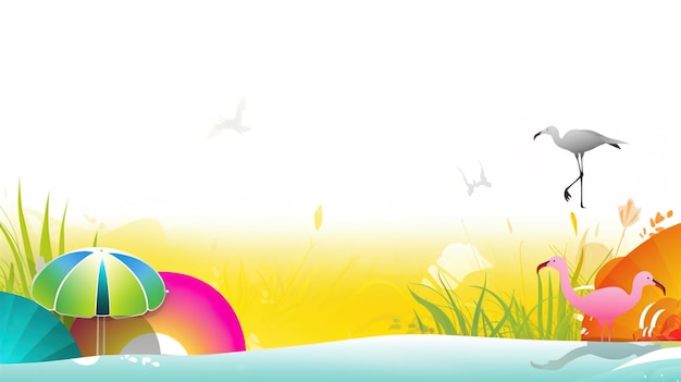 L'heure d'été vector banner design éléments de plage colorés sur fond blanc