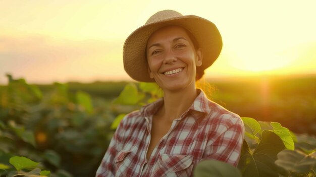 L'heure d'or grâce femme brésilienne fermiers sourire calme