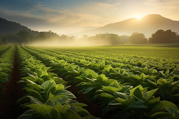 Photo une heure d'or, une splendeur, une vaste plantation, une beauté.