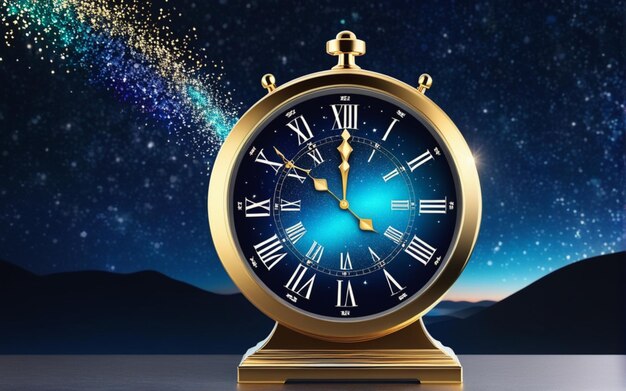 heureuse année nouvelle compte à rebours horloge sur abstrait scintillant ciel de minuit avec copie espace fête festive dans