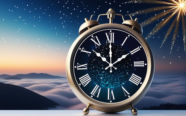 heureuse année nouvelle compte à rebours horloge sur abstrait scintillant ciel de minuit avec copie espace fête festive dans