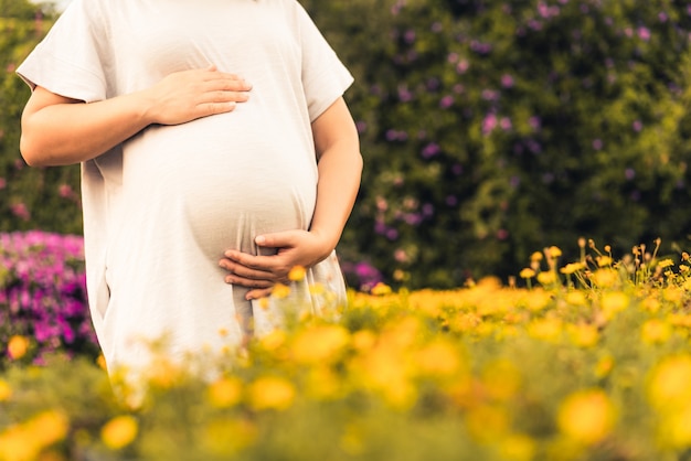 Heureuse femme enceinte et bébé enceinte.