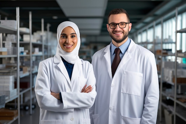 heureuse femme médecin musulmane tenant une tablette numérique