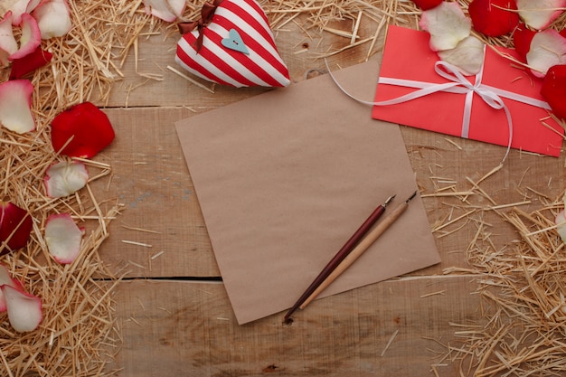 Heureuse fête de l'amour de Saint Valentin dans un style rustique isolé.