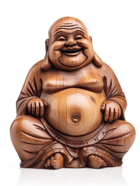 Heureux bouddha en bois