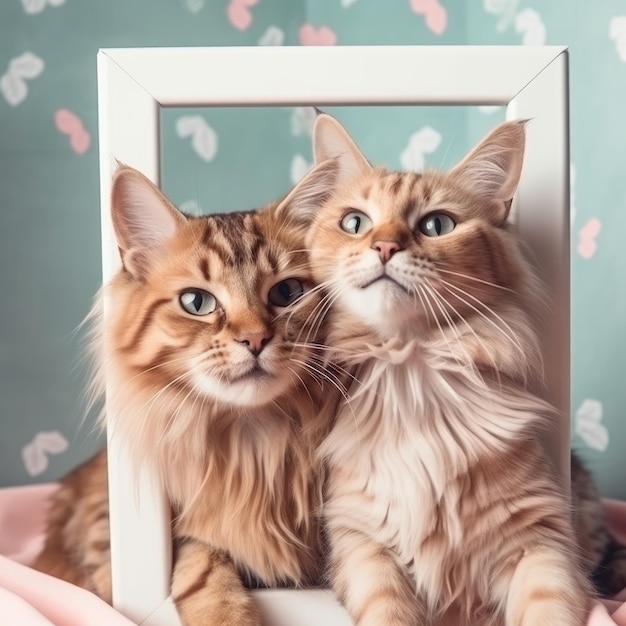Heureux couple chat dans un cadre IA générative