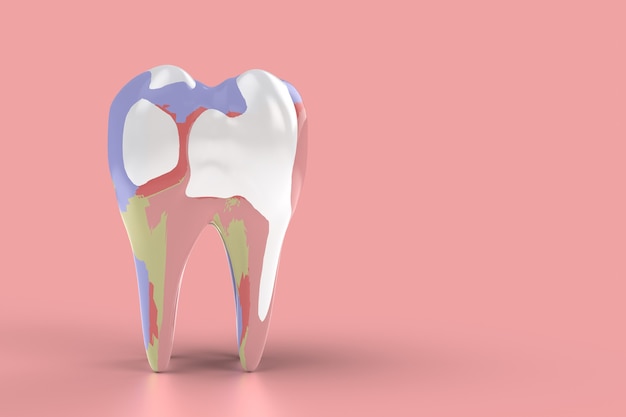Heureux les dents colorées. Nettoyer les dents avec créativité. Représente amusant, sortez des sentiers battus. Rendu 3D.