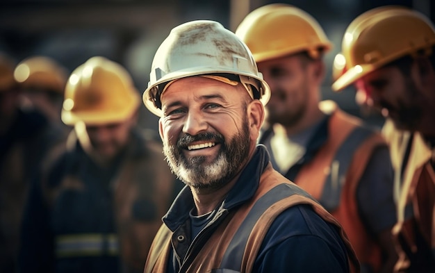 Heureux d'une équipe d'ouvriers de la construction travaillant dans la construction IA générative