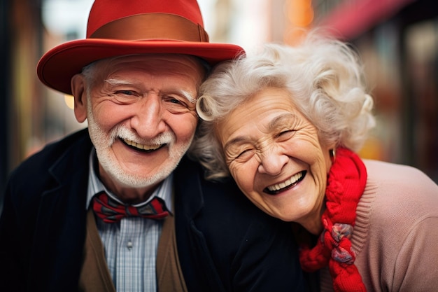 Heureux homme âgé et femme âgée en gros plan