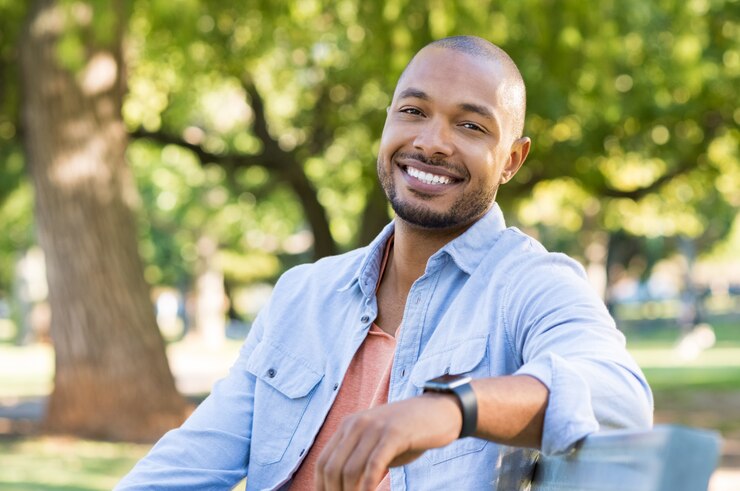 Heureux, homme américain africain