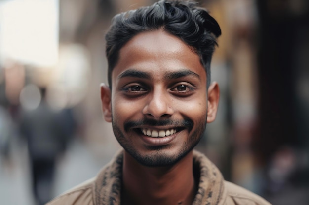 Heureux homme indien dans la rue