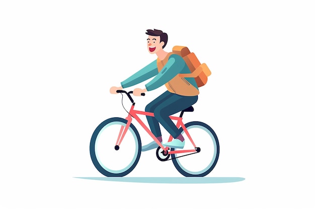 Heureux homme à vélo en illustration vectorielle plane