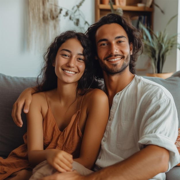 Heureux jeune couple souriant