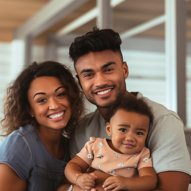 Heureux jeunes parents sri-lankais avec bébé