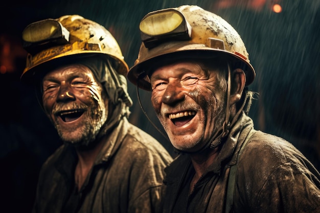 Heureux des mineurs d'or dans la mine d'or générer Ai