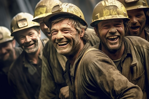 Heureux des mineurs d'or dans la mine d'or générer Ai