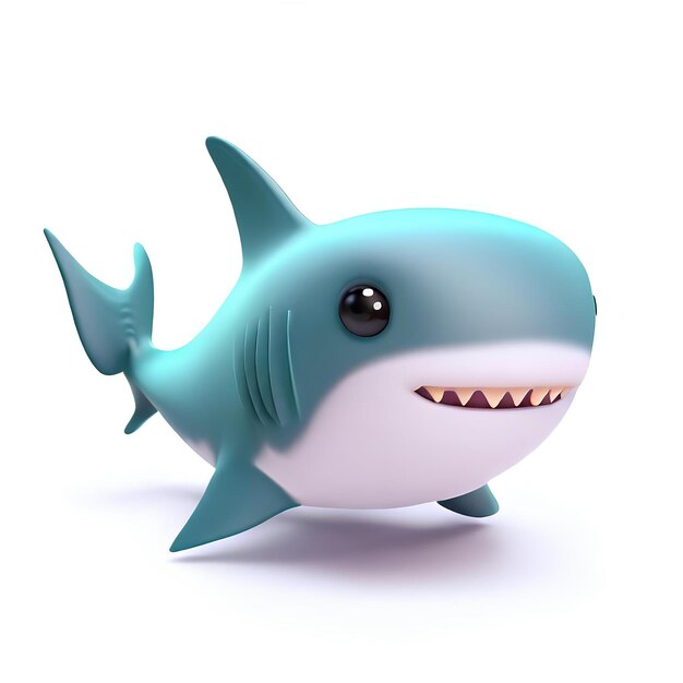 Heureux sourire mignon requin rendu 3d IA généré