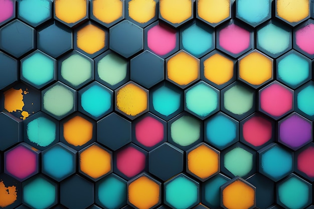 Photo hexagonal grunge est une texture colorée futuriste.