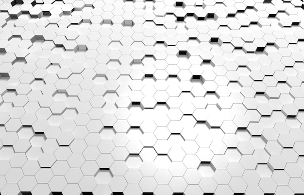 Hexagone blanc texture de fond 3D illustration de rendu 3d bannière abstraite futuriste