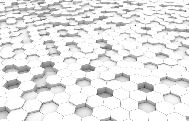 Hexagone blanc texture de fond 3D illustration de rendu 3d bannière abstraite futuriste