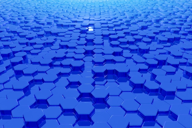 Hexagones bleus sur fond bleu