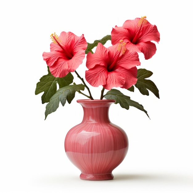 Hibiscus photoréaliste dans un vase en céramique moderne