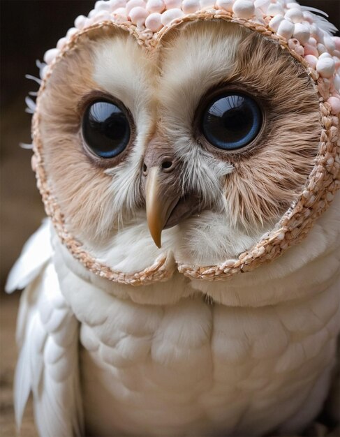 Photo un hibou avec un bec jaune et des yeux bruns