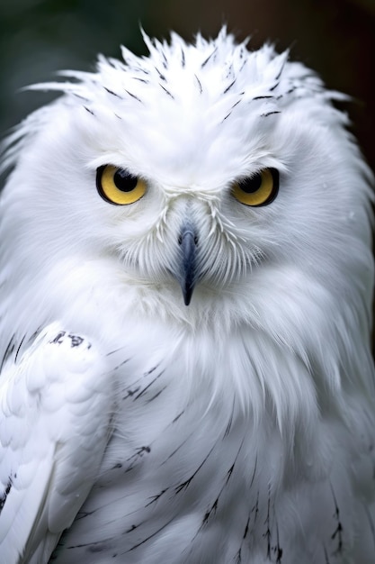 Un hibou blanc aux yeux jaunes