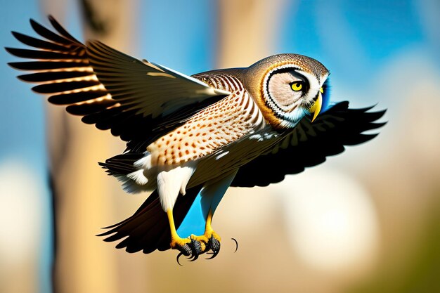 Photo le hibou blanc en vol art numérique