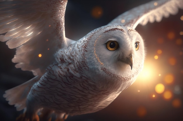 Hibou blanc volant Generative Ai