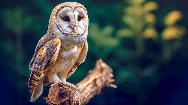 un hibou sur une branche d'arbre dans la nature