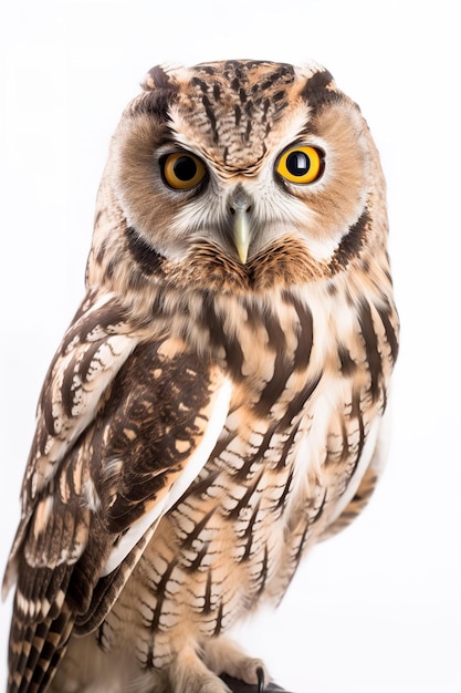 Photo le hibou brun aux yeux jaunes