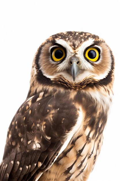 Photo le hibou brun aux yeux jaunes