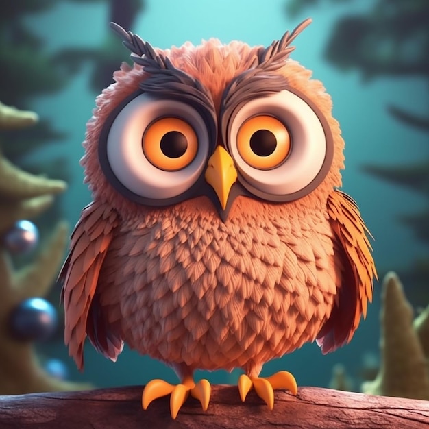 Hibou brun rendu 3D