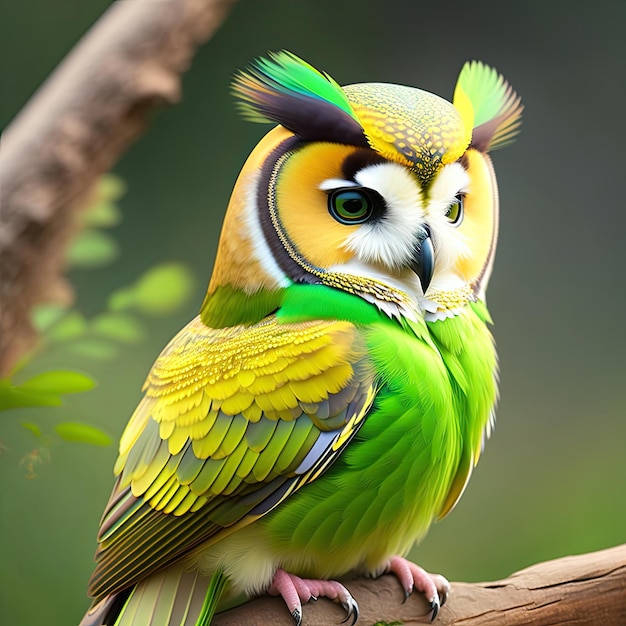 Hibou de couleur verte