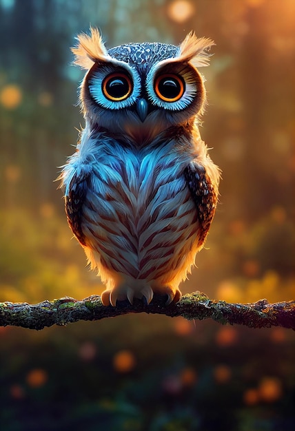 hibou debout mignon et adorable