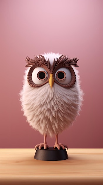 Un hibou de dessin animé aux yeux bruns