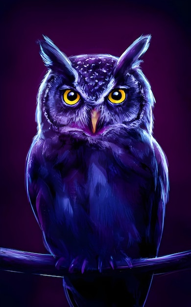 Un hibou avec un effet néon