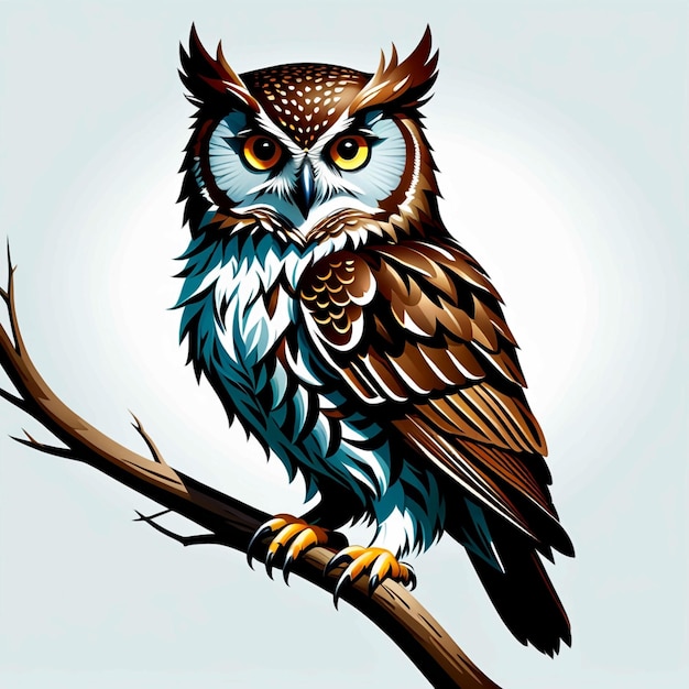 Le hibou elfe vecteur se tient sur une branche.