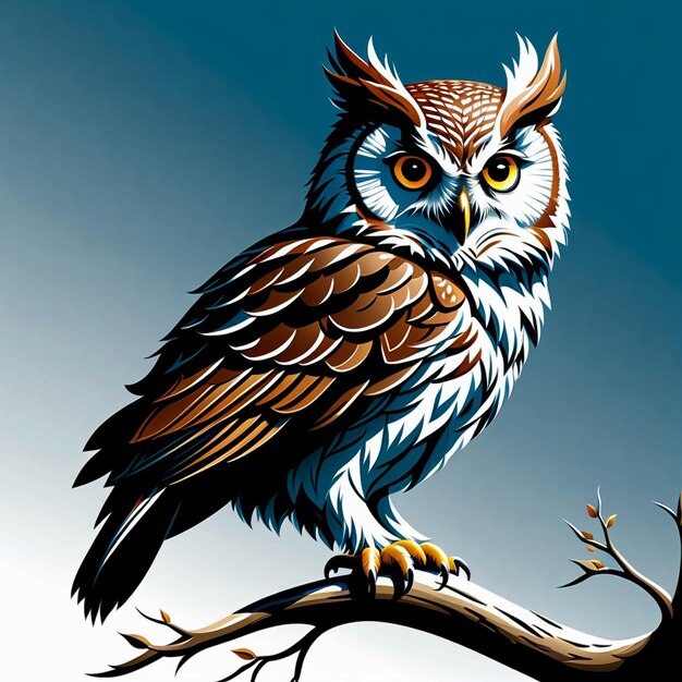 Le hibou elfe vecteur se tient sur une branche.