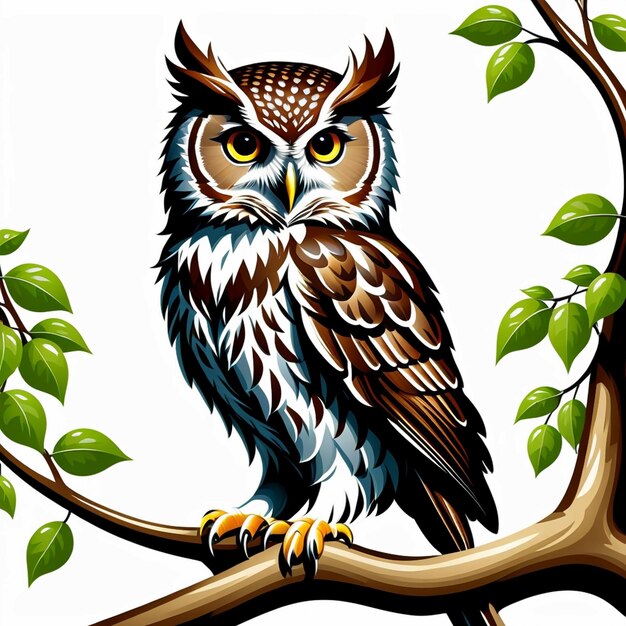 Le hibou elfe vecteur se tient sur une branche.