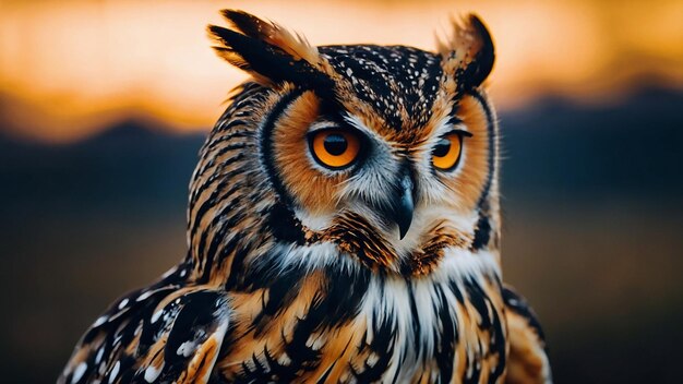 un hibou est debout dans un arbre avec des fleurs jaunes